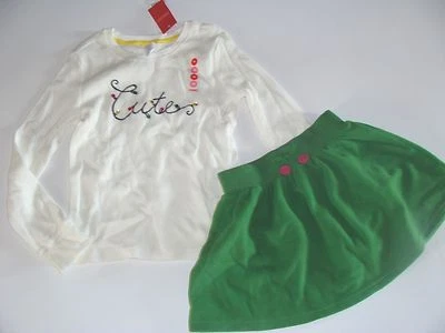 Conjunto de saia verde camisa fofa Gymboree Merry and Bright Girls tamanho 3 4 novo com etiquetas  - Imagem 1 de 3