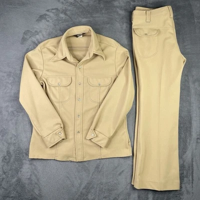 VTG Western Leisure Suit Men L Shirt Pants DISCO Pearl Snap 70s TOBIAS TALON ZIP - Image 1 of 4