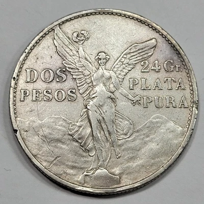 1921 Mo Mexico 2 Pesos Silver Crown Size Coin Circulated w/ Scratches *K800 - Image 1 of 2