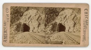 Túnel ferroviario victoriano Stereoview EE. UU. 1800 Pacific R.R Sierra Nevada Mountain - Imagen 1 de 2