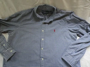 Ralph Lauren Shirt XL Long Sleeve Button Down Blue Check Pony Cotton Custom Fit - Picture 1 of 10
