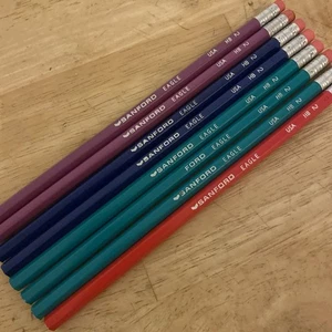 Sanford Eagle Pencils Wood HB No 2 USA Made Unsharpened Green Red Purple - Picture 1 of 8