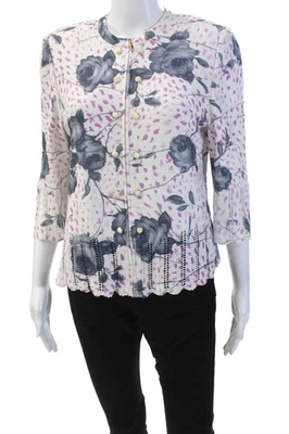 Top floral tejido cremallera frontal gris St. John Collection By Marie para mujer talla 8 Foto 1 de 4