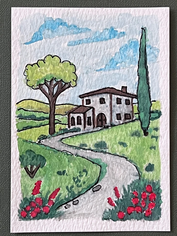 ACEO Original Art, Tiny Art, ATC Card - Watercolor Painting -  Tuscany - image 1 of 1
