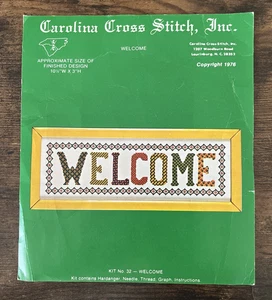 Kit de punto de cruz Carolina 1976 vintage bienvenido #32 - raro - INICIADO - Imagen 1 de 7