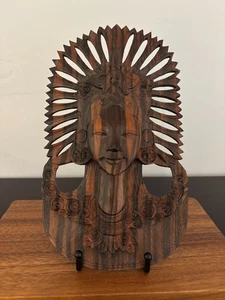 Balinesischer Stil handgeschnitzte Holz Büste Frau Wandbehang - Bild 1 von 8