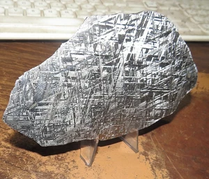 180 GM ETCHED GIBEON IRON METEORITE SLAB MUSEUM  GRADE  RING NAMIBIA AFRICA JAL - Picture 1 of 12