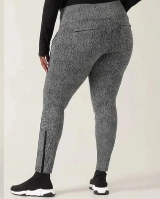 Athleta Delancey 纹理摩托紧身 882716 黑色白色印花打底裤女式 1X — 第 1/4 张图片