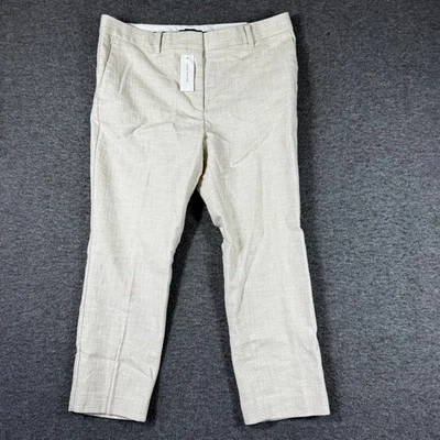 NWT Ann Taylor The Ankle Textured Pants Womens 12P Ivory - Image 1 of 4