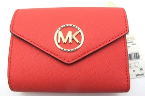 NUEVO MICHAEL KORS GREENWICH Sobre Triple Plegable Cuero Saffanio Cartera Dalia Naranja - Imagen 1 de 6