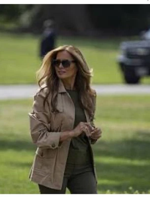 Bomber Trench Melania Trump TEXAS Forrado Abrigo Chaqueta Cuero Cinturón 12 14 ❤️339 Foto 1 de 4