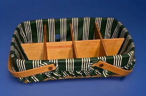 Vtg. Longaberger 8 Section Gathering Basket Signed 14”X10”X4.5” w/Green Liner - Picture 1 of 10
