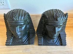 Paar seltene antike ägyptische Revival Bronze Buchstützen König Tut Pharao Art Deco - Bild 1 von 13