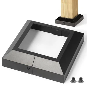 12er-Pack 4 Zoll (eigentlich 4 Zoll x 4 Zoll) Deck Pfosten Bodenabdeckung Aluminium Split Typ Rock schwarz - Bild 1 von 6