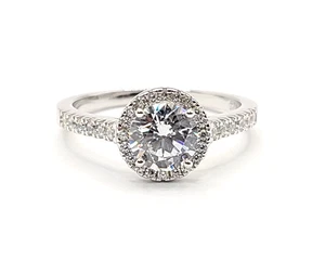 Timeless Round Cut Zircon Ring 925 Silver Ring Halo Dainty Engagement Gift sz 5 - Picture 1 of 5