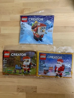 Лот из 3 уникальных наборов полиэтиленовых пакетов LEGO Creator Santa: 30580, 30573 и 30478 Christmas - Изображение 1 из 2