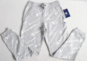 Champion Boys Size L Oxford Heather Logo Gray Jogger Sweatpants Cotton Blend - Picture 1 of 6
