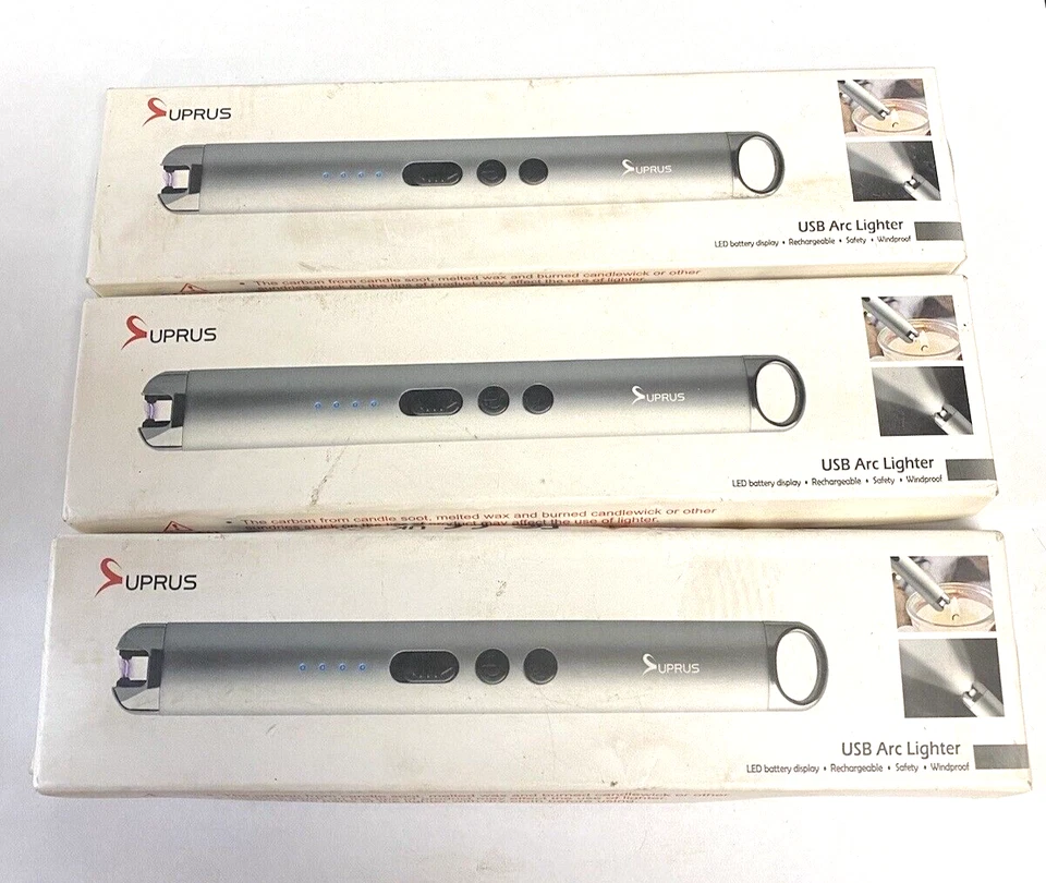 Encendedor de velas eléctrico plateado USB con LED de 3 piezas Foto 1 de 1