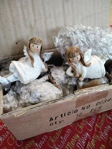 Box Of 12 CHRISTMAS ANGEL FAIRY Decorations ORNAMENTS cute BNIB - Picture 1 of 17