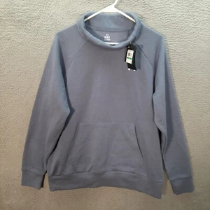 Under Armour Sweater Womens Large Blue Fleece Sweatshirt Funnel Neck Gym Yoga - Picture 1 of 12