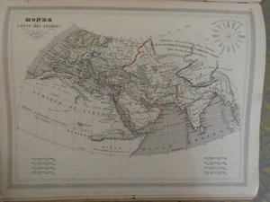 Carte issue atlas geographie monin vuillemin 1835 monde connu des anciens - Foto 1 di 1