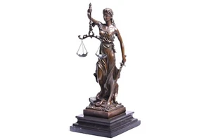 Justitia Bronze Figur 35cm auf Marmor BGB Recht Anwalt Skulptur Göttin Statue - Imagen 1 de 7