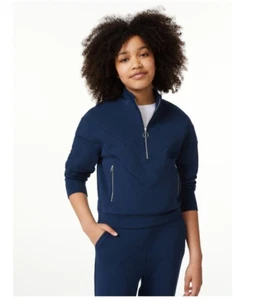 new Free Assembly Girls Quarter-Zip Track Jacket,size L 12-14 color Pageant Blue - Picture 1 of 5
