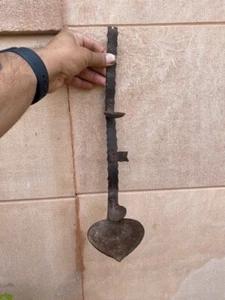 Antique Old Iron Hand Forged Tribal House Hanging Big Oil Lamp  - Picture 1 of 9