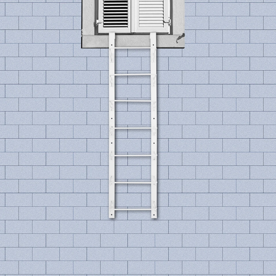 Blanco Q23 Acero Resistente Ventana Eje Escalera 7 Pasos 20 *78.3 pulgadas NUEVO EE. UU. Foto 1 de 4