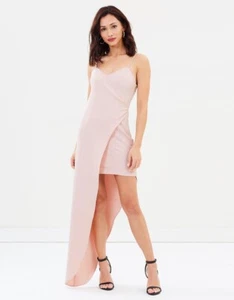Missguided Nude Asymmetric Hem Wrap Dress - Picture 1 of 8