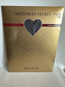 Pantimedias de Colección Victoria's Secret casi negras talla mediana de encaje sedoso - Imagen 1 de 5