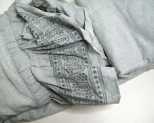 Pottery Barn Gray Cotton Linen Genevieve Ruffle Full Queen Duvet Cover - Picture 1 of 4
