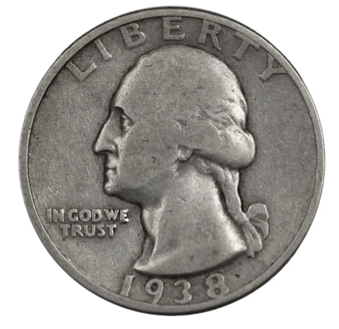 1938 -P Washington Quarter 25c - VG Very Good Condition Cover