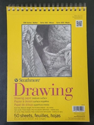 STRATHMORE 300 SERIES SKETCH PAD Medium Surface Paper 50 SHEETS 9x12 UNUSED NEW - Image 1 of 2