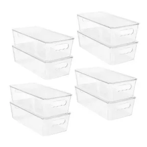 pcs Clear Organizers and Storage Bins with Lids, Stackable Plastic Storage 8 - Picture 1 of 8