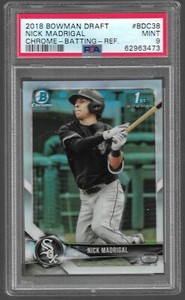 2018 Bowman Chrome Draft Refractor Nick Madrigal #BDC38 Chicago White Sox PSA 9
