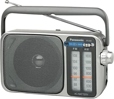 Panasonic Portable AM / FM Radio, Battery Operated Analog Radio, AC Powered, Sil - Image 1 of 2