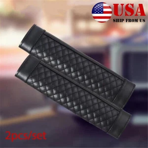2PCS Leather Car Safety Seat Belt Shoulder Strap Pad Cover Cushion Protector US - Picture 1 of 9