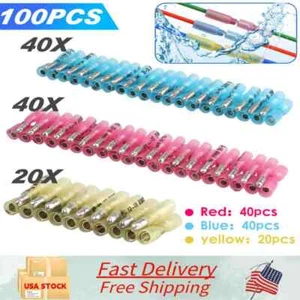 Heat Shrink Bullet Wire Connectors 22-10AWG Male Female Crimp Terminals 100pcs - Picture 1 of 9