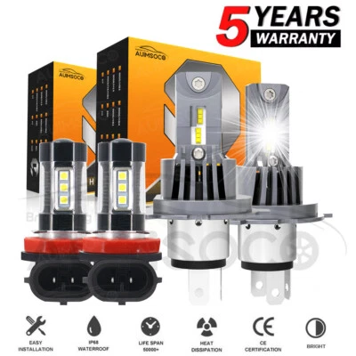 Combo de 4x bombillas LED para Nissan Versa 2007-2018 haz alto luz antiniebla Foto 1 de 4