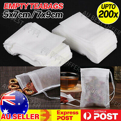 UPTO 200X Empty Teabags String Heat Seal Filter Paper Herb Loose Tea Bags AUS • 3.19$
