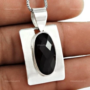 Colgante De Joyería Hecho A Mano De Plata Sólida Con Ónix Ovalado Para Hija - Imagen 1 de 5