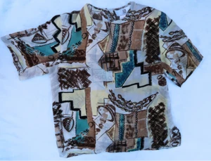 Vintage 1980s Illustrations Pure Silk Blouse - Size 8 - #RN 58719 - Picture 1 of 5