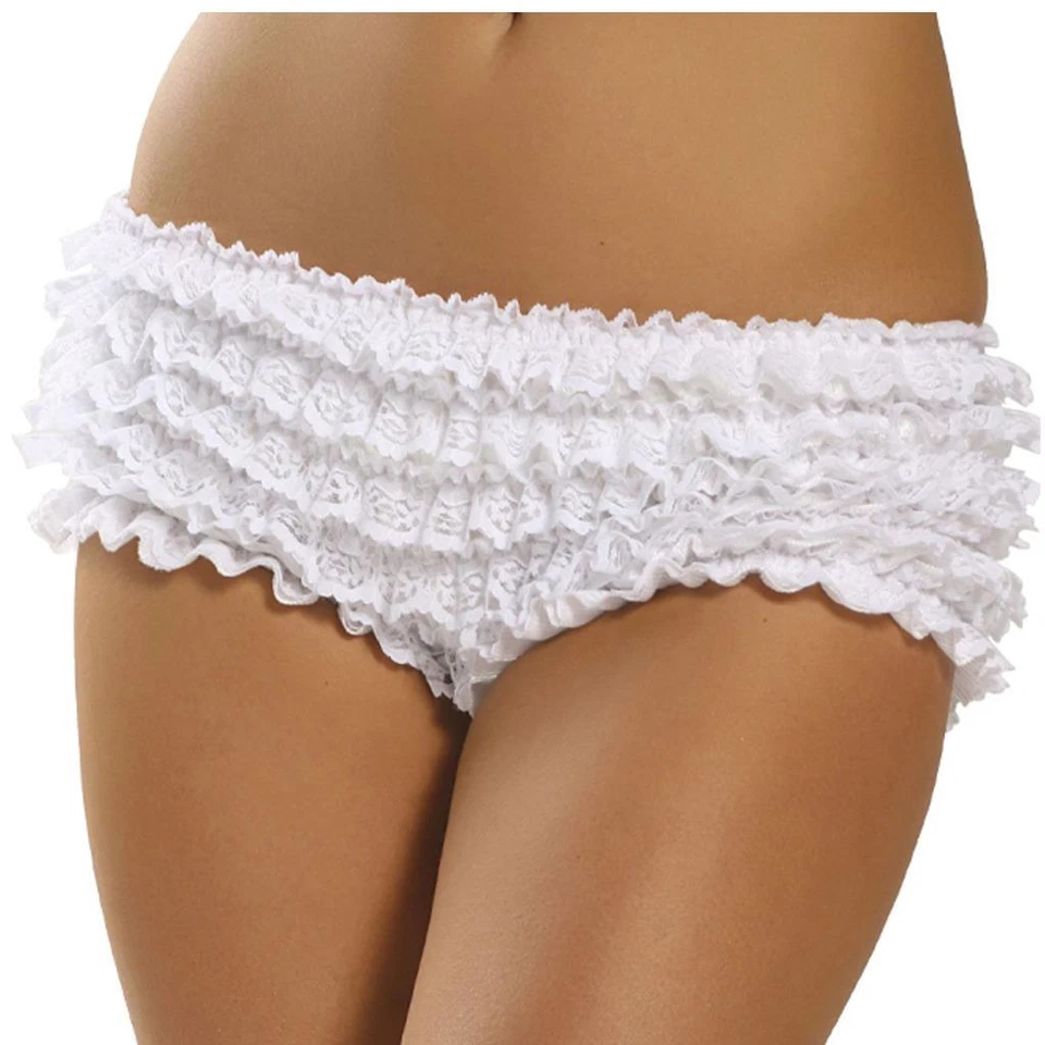 White Lace Ruffled Booty Shorts Cheeky Hot Pants Underwear Costume Dance 1364 - Image 1 of 4