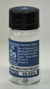 Osmium Metal Bead Pellet 99.99% Pure 0.5 Grams in Labeled Glass Bottle - Picture 1 of 7