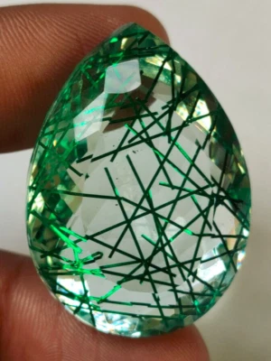 AAA+ Rutilated Quartz 88.55 Ct Pear Cut Loose Gemstone for Ring Pendant Bracelet - Image 1 of 4