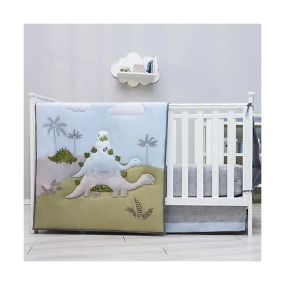 Juego de cama de cuna de dinosaurio para niños, juego de cuna para niños incluye - manta Dino... Foto 1 de 4