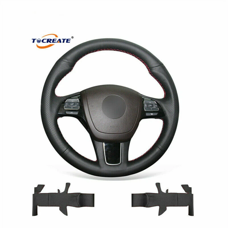 Cubierta de volante de cuero artificial para Volkswagen Touareg 2011-2017 #Q016 Foto 1 de 4