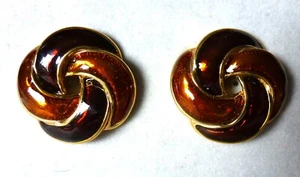 🐿️Emaille-Ohrringe in Cloisonne - Technik  Clip glänzend vergoldet - Bild 1 von 2