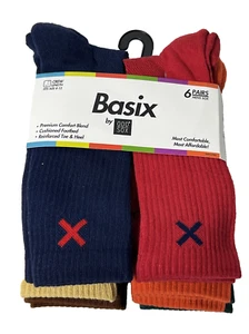 BASIX by ODD SOX 6 Paar mehrfarbige Crew-Socken für Herren 8-12 gedeckte Essentials - Bild 1 von 4